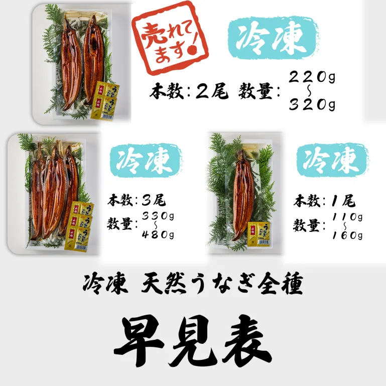 天然うなぎ 長蒲焼きセット ＜匹数：1~3尾　量：110~480g＞